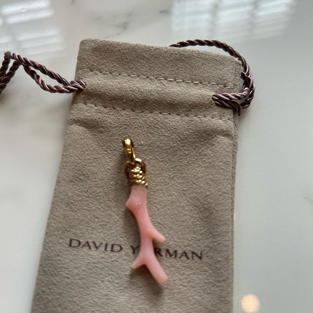 David Yurman Pink Coral and Gold Charm